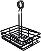 American Metalcraft FWC68 Black Flat Coil Wrought Iron Rectangular Condiment Caddy