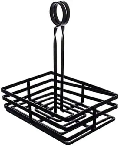 American Metalcraft FWC68 Black Flat Coil Wrought Iron Rectangular Condiment Caddy American Metalcraft