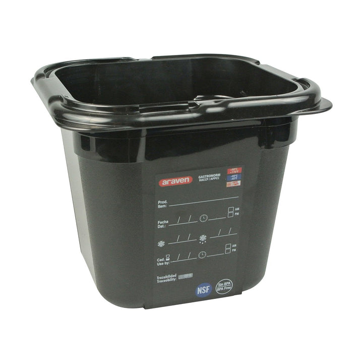 Araven 47798 1/6 Size Black  6" Deep Food Pan Araven