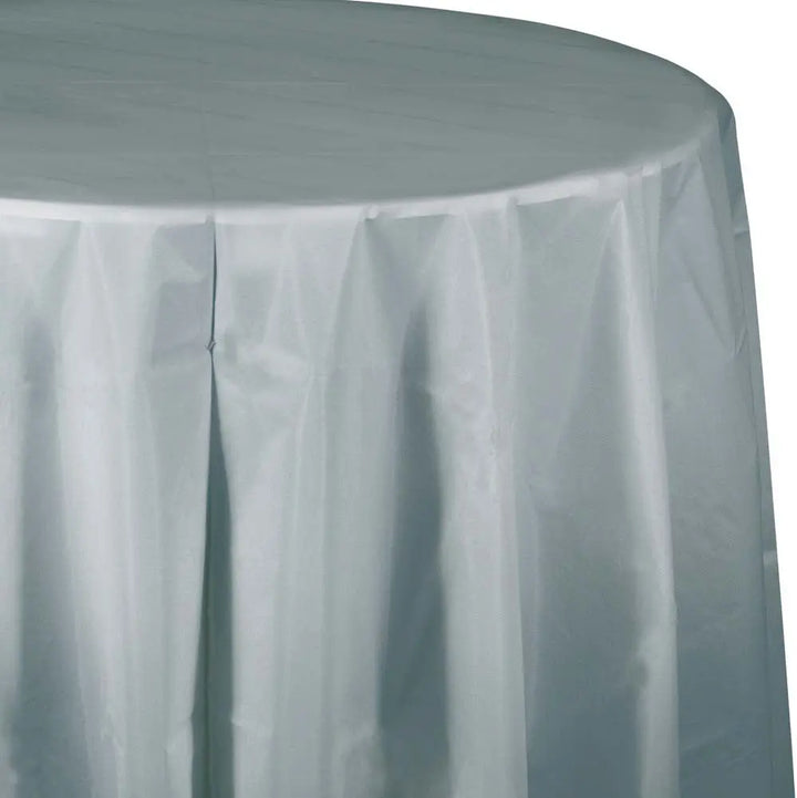 Creative Converting Round Silver 82" Plastic Table Covers Creative Converting