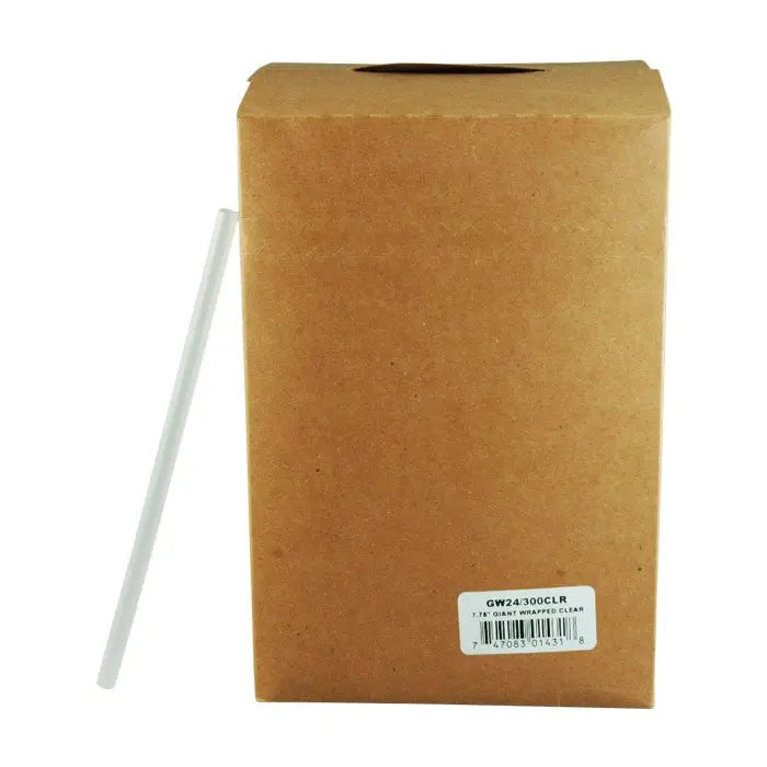Cell-O-Core 8" Giant Large Whole  Clear Wrapped Straws Cell-O-Core