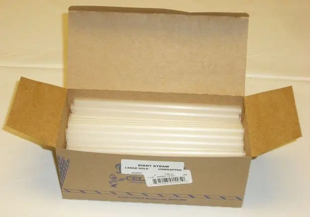 Cell-O-Core 8" Unwrapped Clear Giant Straws Large Hole Cell-O-Core