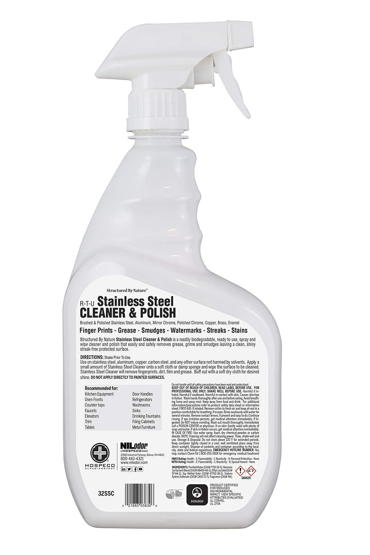 Nilodor 32SSC 32 oz Super Stainless Steel Cleaner & Polish Spray Quart Nilodor