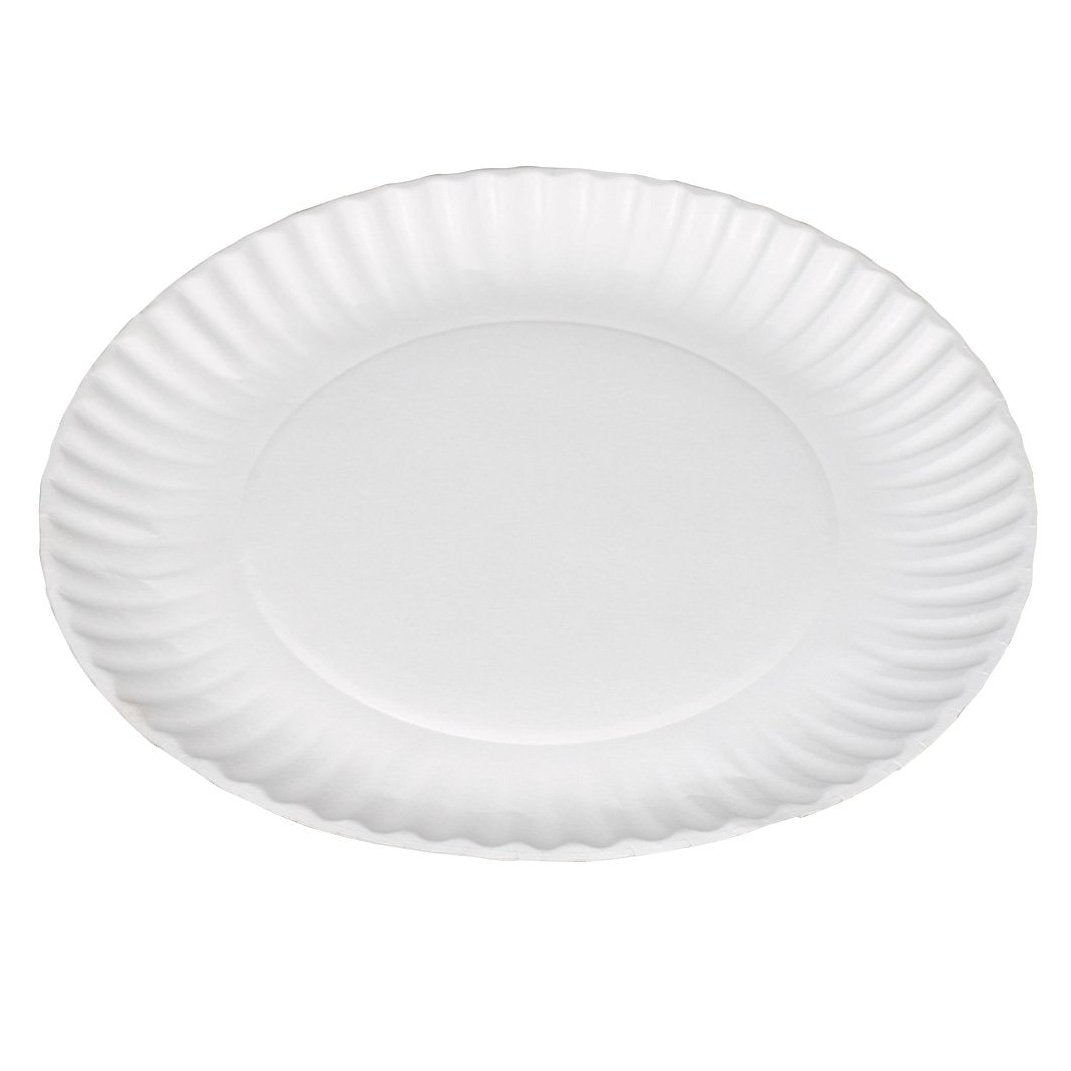 9" Disposable Paper Plates White