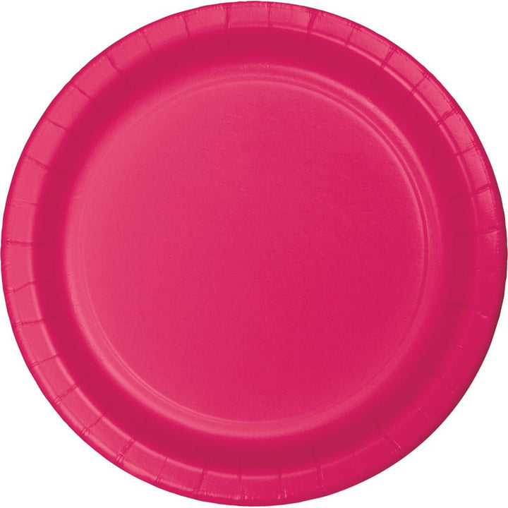 9" Round Hot Magenta Paper Plates