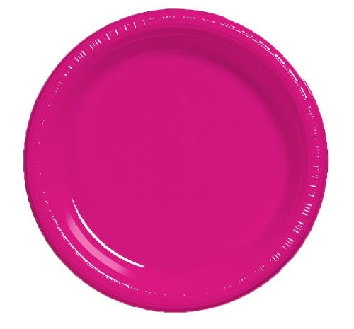 9" Round Hot Magenta Plastic Plates