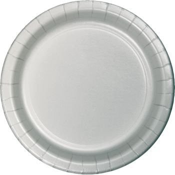 9" Round Silver Paper Plates