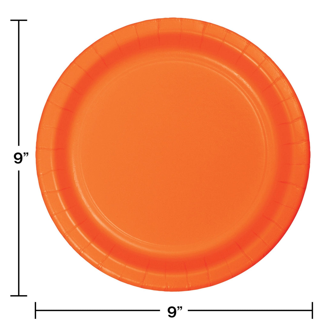 9" Round Sunkissed Orange Paper Plates