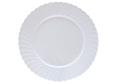 9" White Scalloped Edge Plate