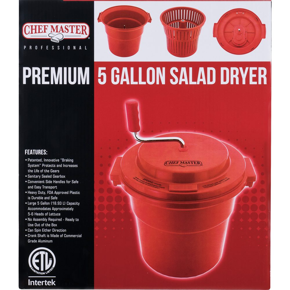 Chef Master 90005 5 Gallon Salad Dryer W/Brake