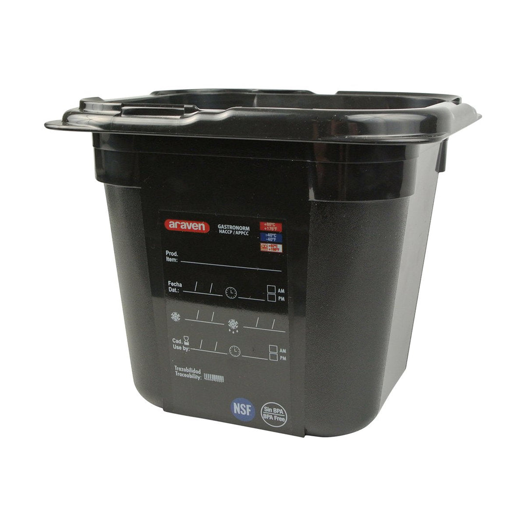 Araven 47798 1/6 Size Black  6" Deep Food Pan Araven