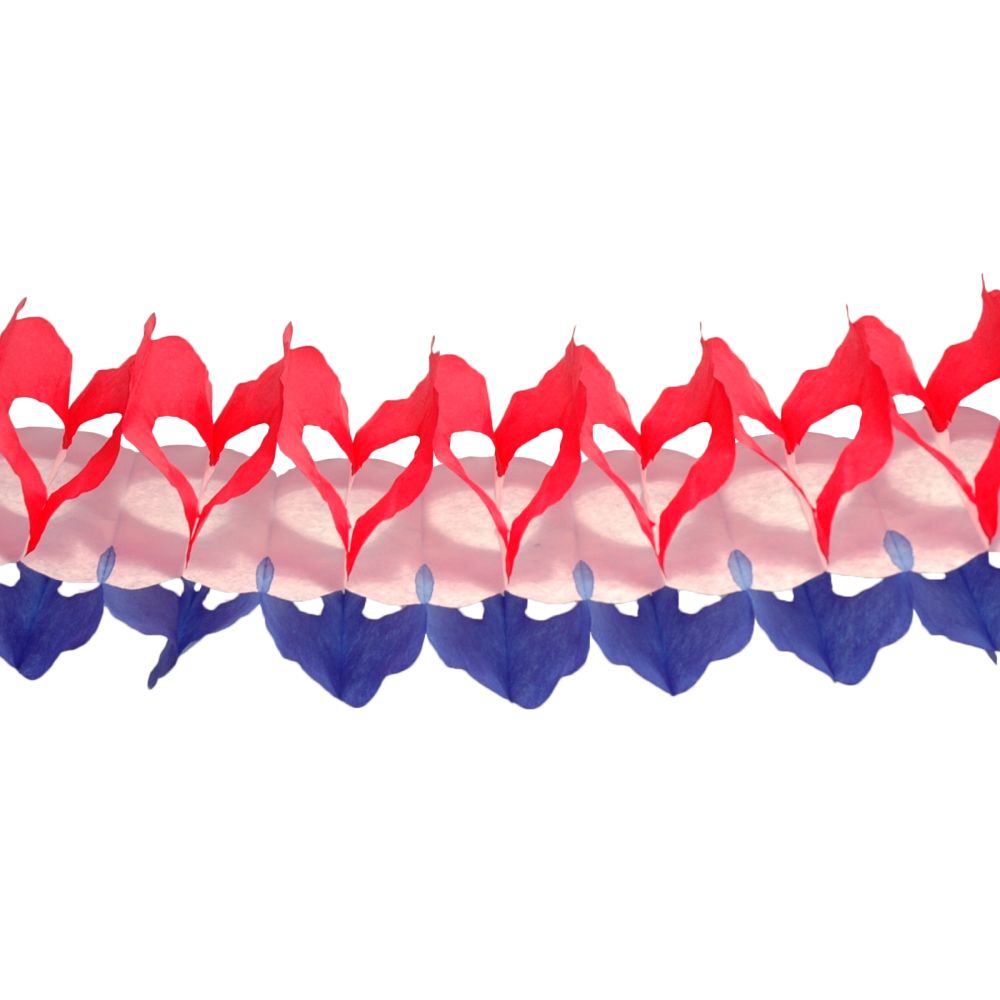 12' Red White and Blue Paper Garland