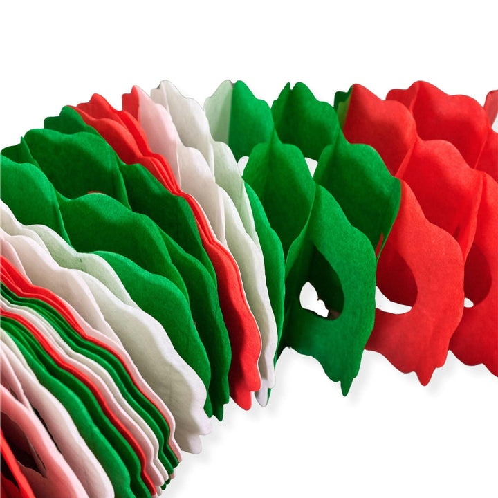 Beistle 12' Red, White and Green Paper Garland Beistle