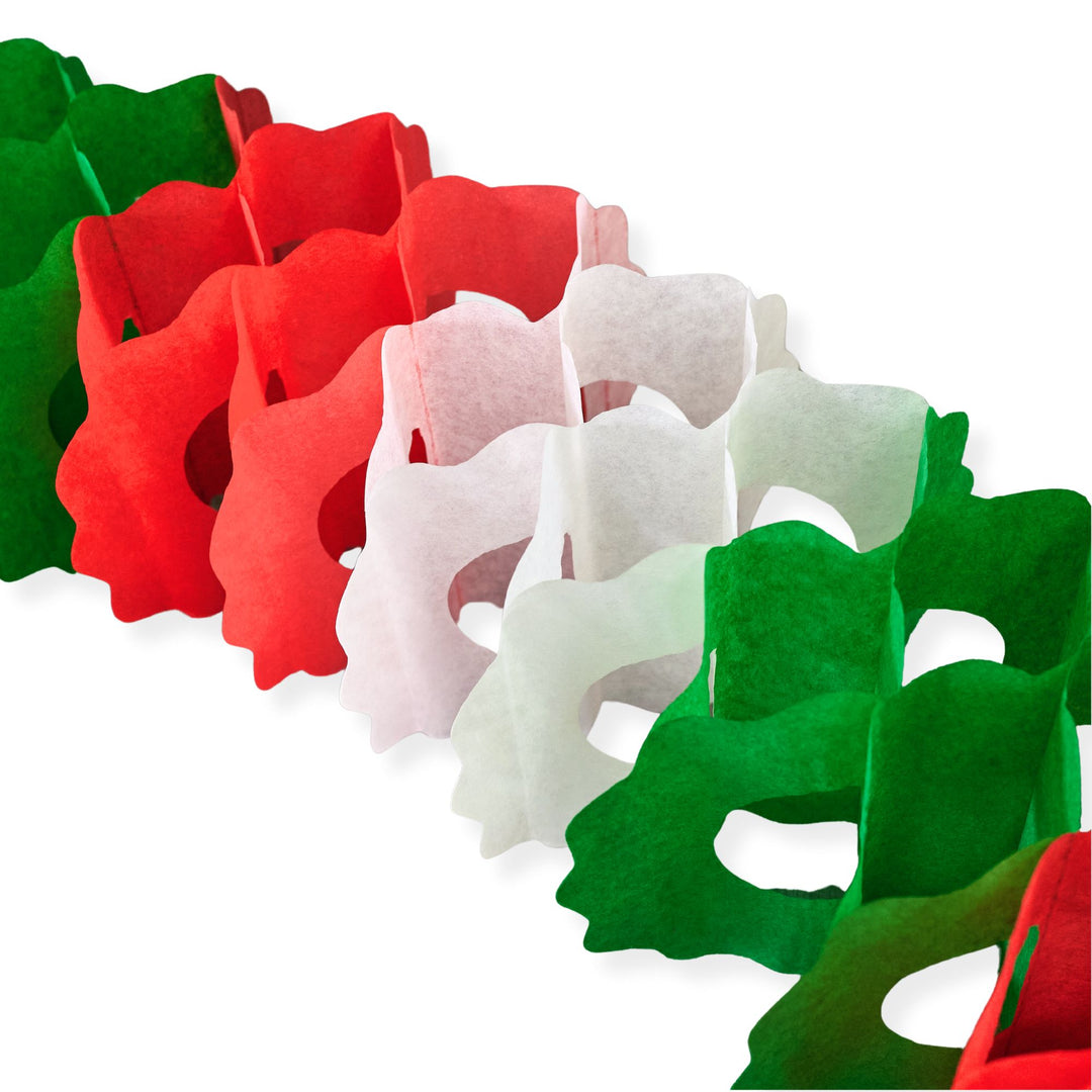 Beistle 12' Red, White and Green Paper Garland