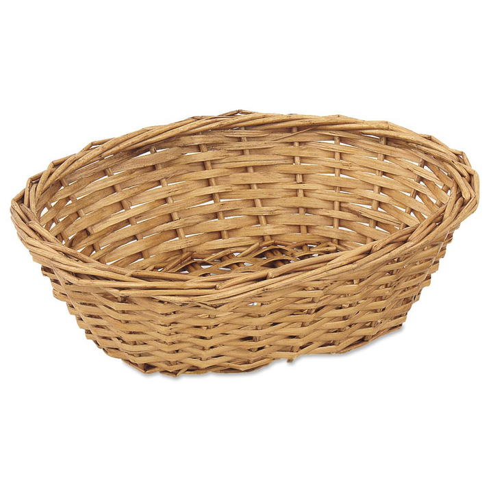 Tablecraft 1674 9.5" x 6.5" x 3" Wooden Hand Woven Oval Basket Tablecraft