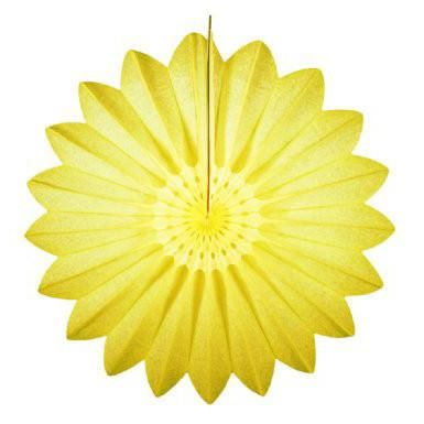 27" Light Yellow Tissue Paper Fan