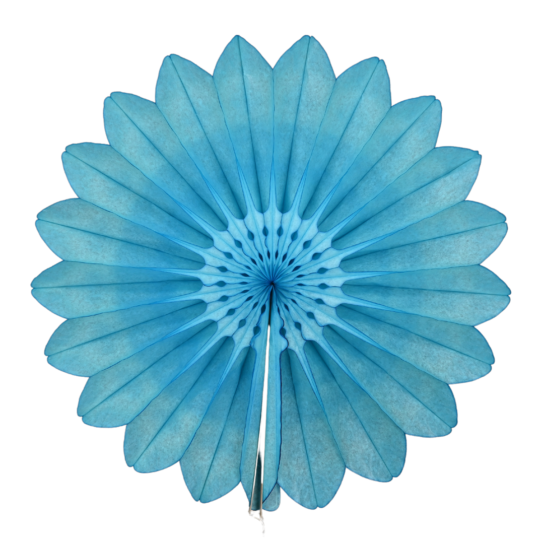 27" Neon Blue Tissue Paper Fan