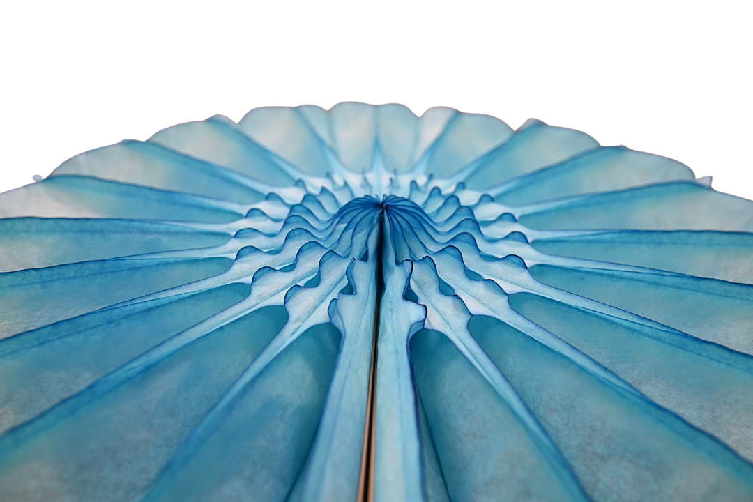 27" Neon Blue Tissue Paper Fan