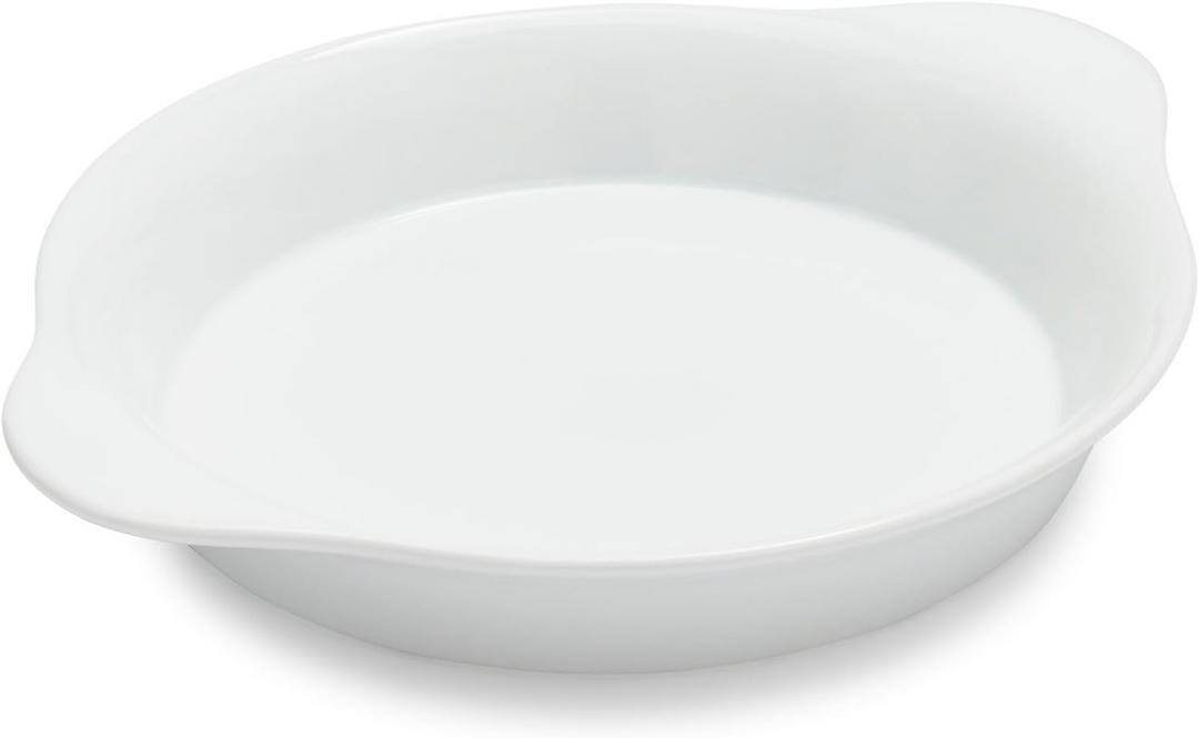 Tablecraft AGR8WH 8 oz Round White High Temperature Au Gratin with Handles Tablecraft