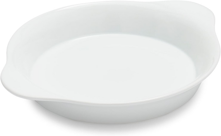 Tablecraft AGR8WH 8 oz Round White High Temperature Au Gratin with Handles Tablecraft