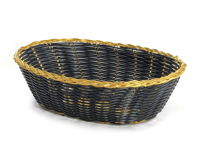 Tablecraft 975B 9" Oval Black Gold Basket Tablecraft