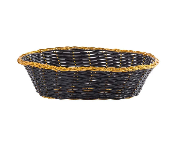 Tablecraft 975B 9" Oval Black Gold Basket Tablecraft