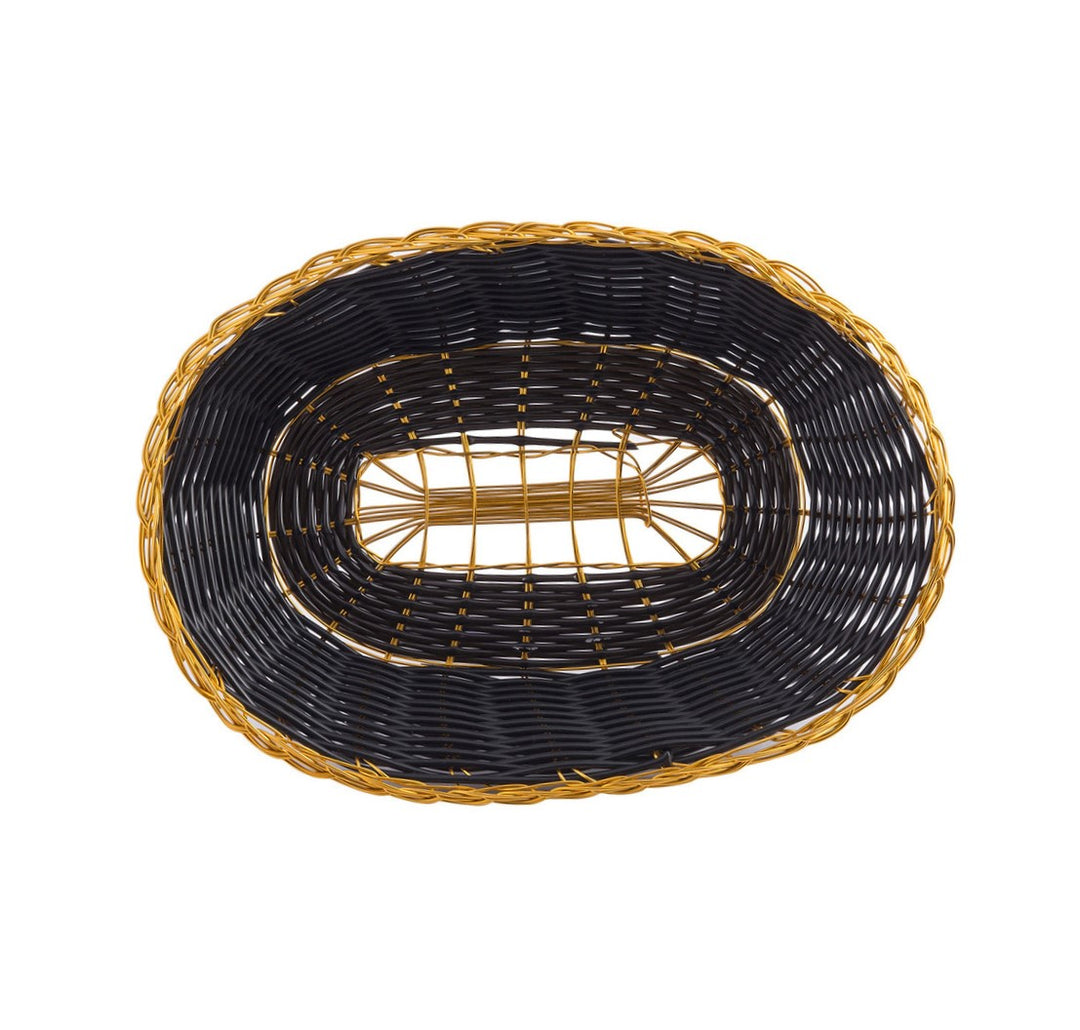 Tablecraft 975B 9" Oval Black Gold Basket