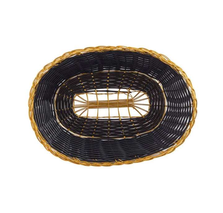 Tablecraft 975B 9" Oval Black Gold Basket Tablecraft