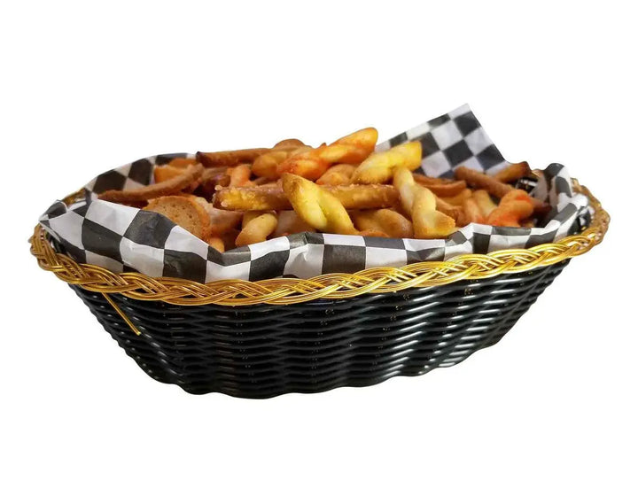 Tablecraft 975B 9" Oval Black Gold Basket Tablecraft
