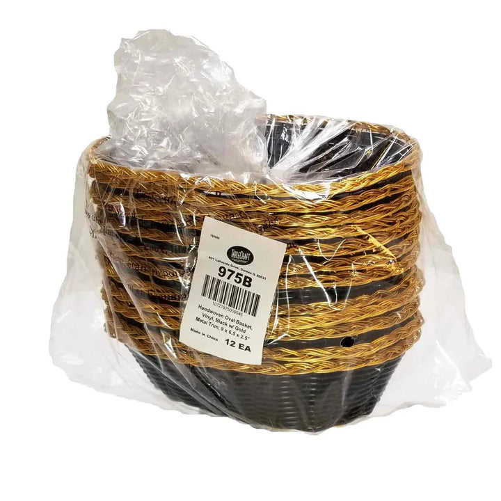 Tablecraft 975B 9" Oval Black Gold Basket Tablecraft