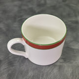 Dudson 2QDT002G White 8 oz Teacup with Terracotta and Green Band Wrap