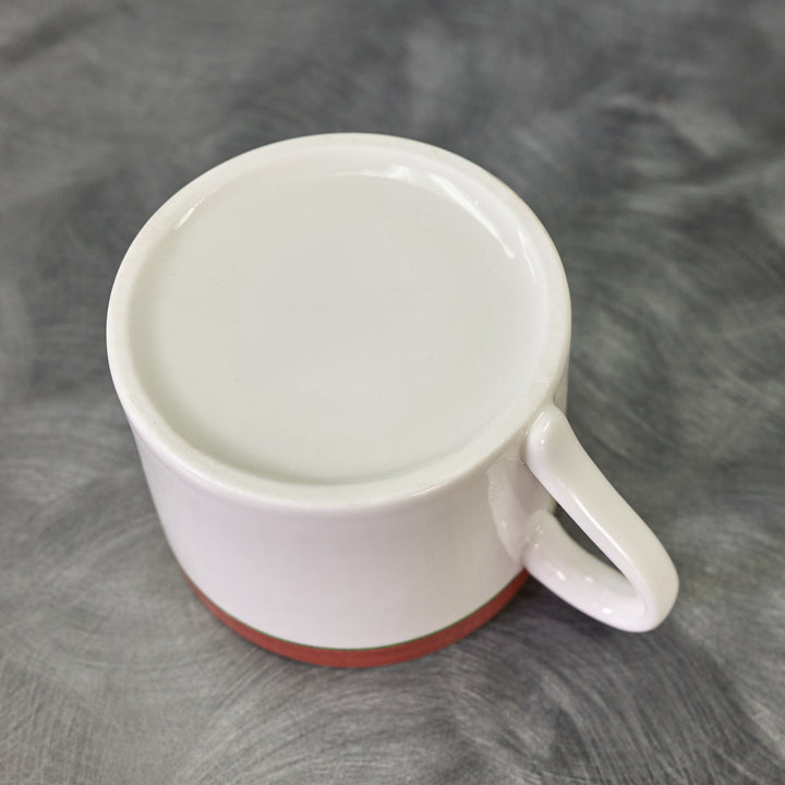 Dudson 2QDT002G White 8 oz Teacup with Terracotta and Green Band Wrap