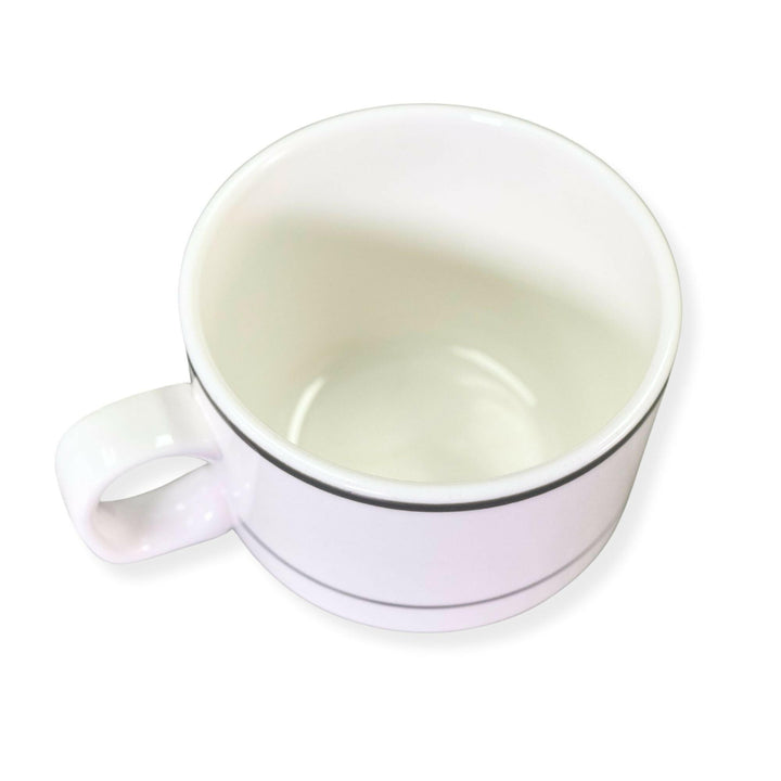 Dudson 2QBP002T White 8 oz Stacking Teacup with Gray Line Dudson