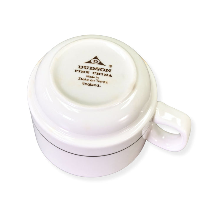Dudson 2QBP002T White 8 oz Stacking Teacup with Gray Line