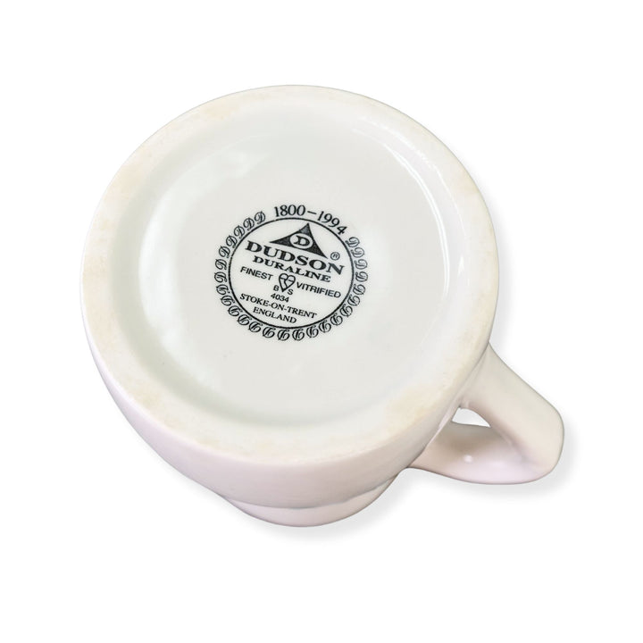 Dudson 3QKM625U White 9 oz Jug Creamer with Blue Line