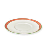 Dudson 2QDT101G White 6.5" Saucer with Terracotta and Green Band Wrap
