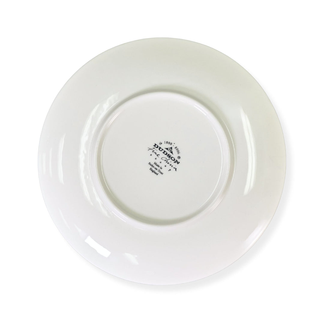 Dudson 2QDT101G White 6.5" Saucer with Terracotta and Green Band Wrap
