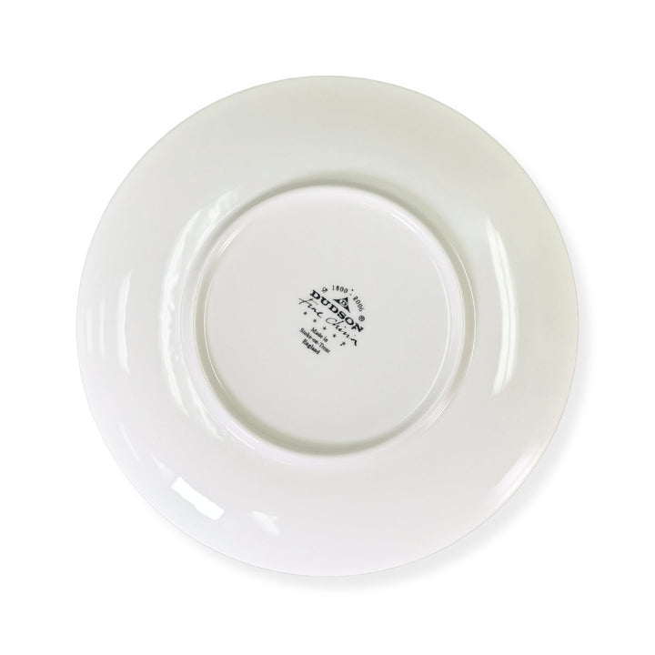 Dudson 2QDT101G White 6.5" Saucer with Terracotta and Green Band Wrap