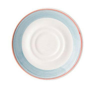 Continental 51COBLU007 6" Blue White and Pink Cosmo Double Well Saucer Continental China
