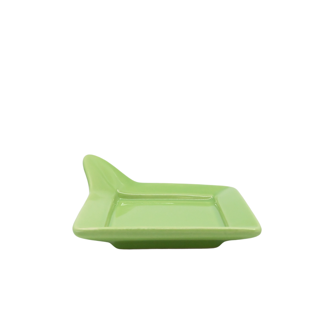 Diversified Ceramics DC892 Kiwi Green Handled Square Plate 4-7/8"