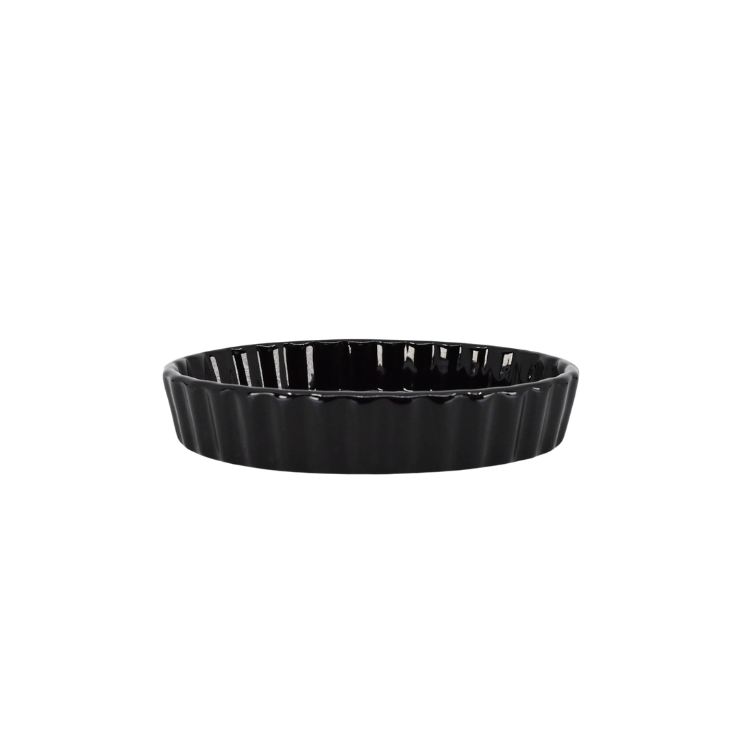 Diversified Ceramics DC835 6 oz Black Oval  Fluted Creme Brulee