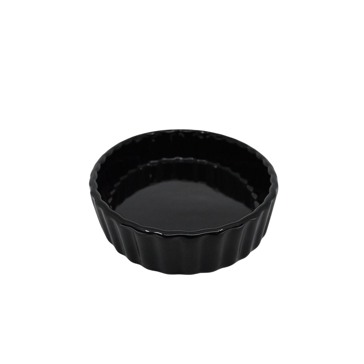Diversified Ceramics DC835 6 oz Black Oval  Fluted Creme Brulee
