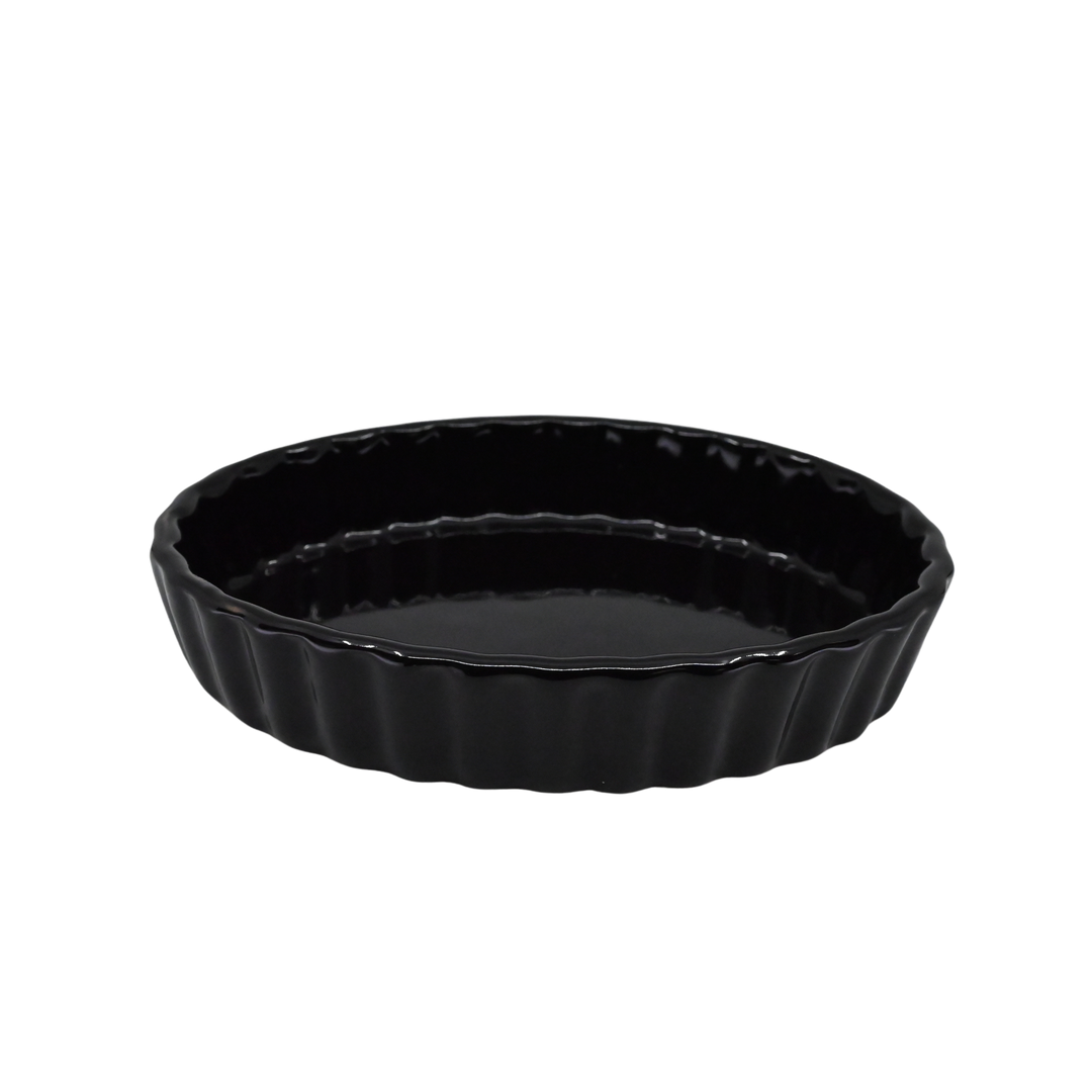 Diversified Ceramics DC835 6 oz Black Oval  Fluted Creme Brulee