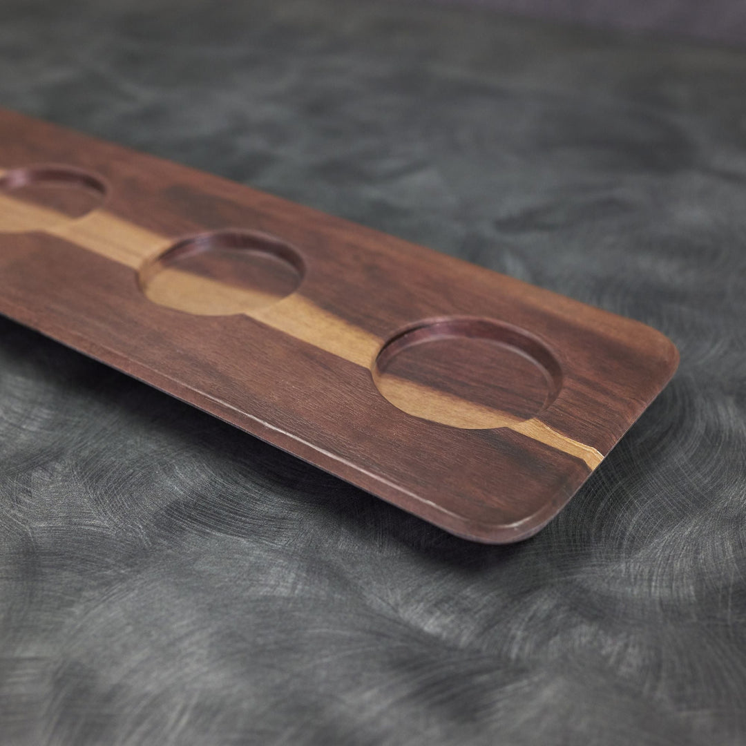 EGS M14RCBF Hickory Wood 4 Compartment Melamine Beer Flight Board