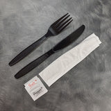 Heavy Weight Black  Plastic Fork/Knife/Napkin/Salt/Pepper 500/Case