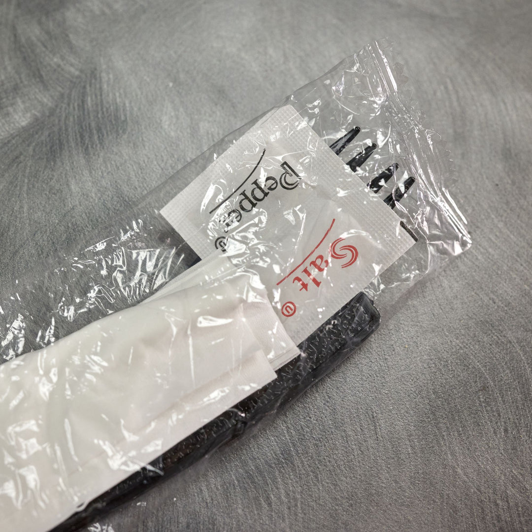 Heavy Weight Black  Plastic Fork/Knife/Napkin/Salt/Pepper 500/Case