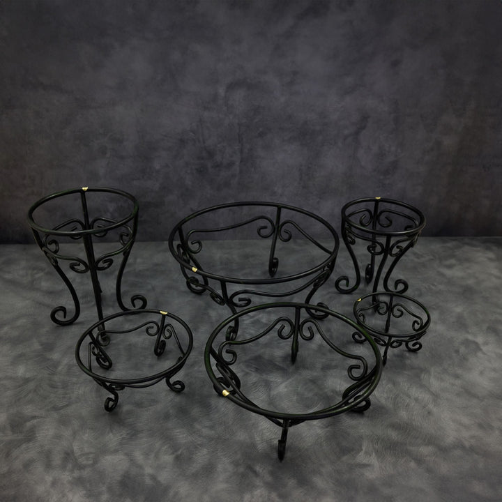 American Metalcraft AGRS4 Black Antique Gold Wrought Iron Riser Set of 6 American Metalcraft