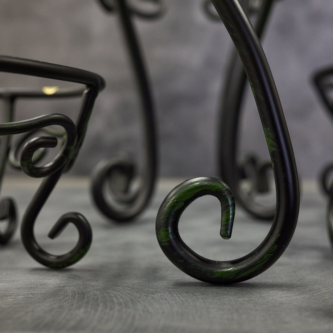 American Metalcraft AGRS4 Black Antique Gold Wrought Iron Riser Set of 6 American Metalcraft