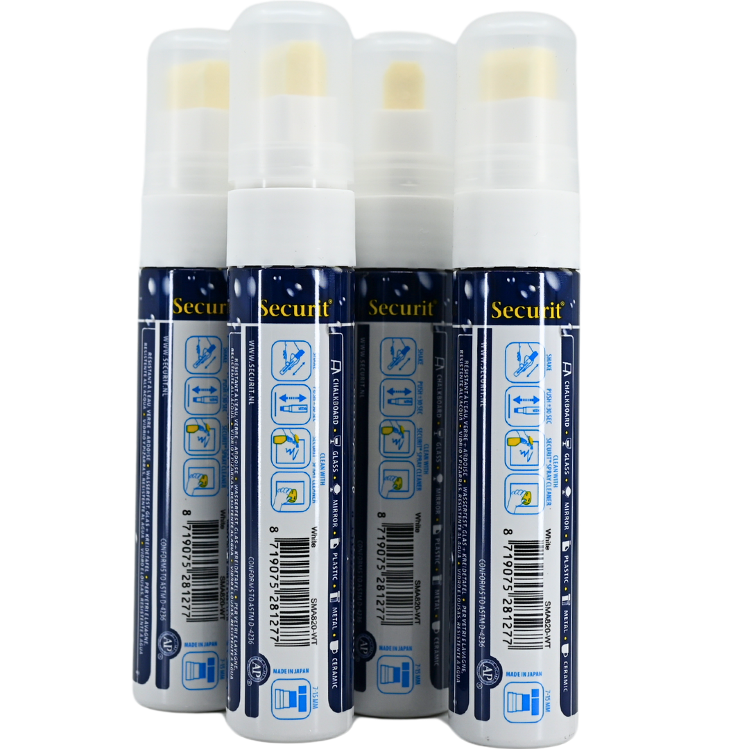 American Metalcraft 4 Pack Waterproof Big Tip Chalk Markers (SMA610V4WT)