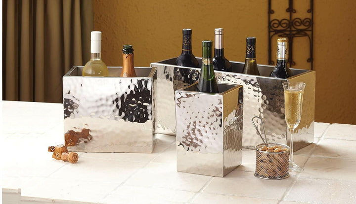 American Metalcraft DWWC1 Double Wall Stainless Steel Hammered Wine Bottle Cooler American Metalcraft